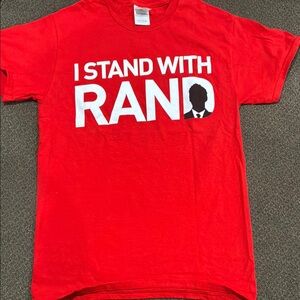 Gilden I Stand With Rand Red Graphic Men's T-Shirt size small